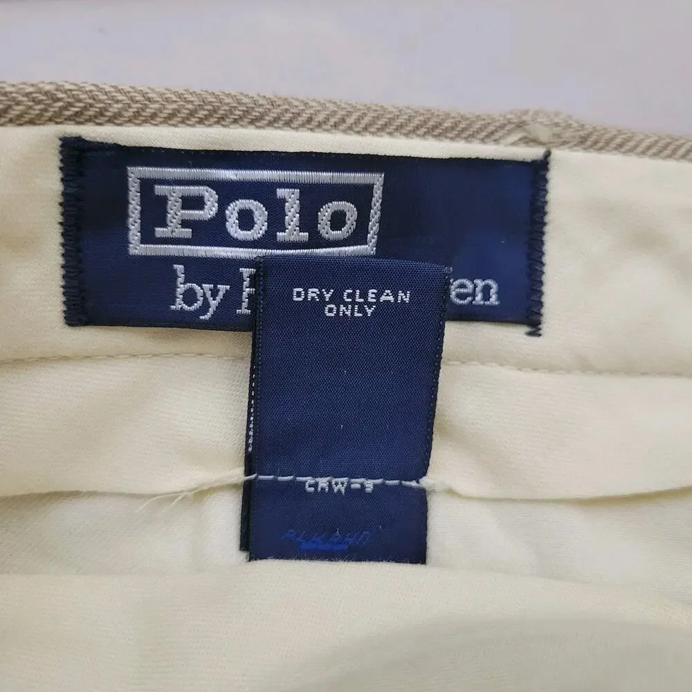 VINTAGE Polo Ralph Lauren Whipcord Trousers Size Cotton Cuffed Pants Size 36x30 - Picture 5 of 13
